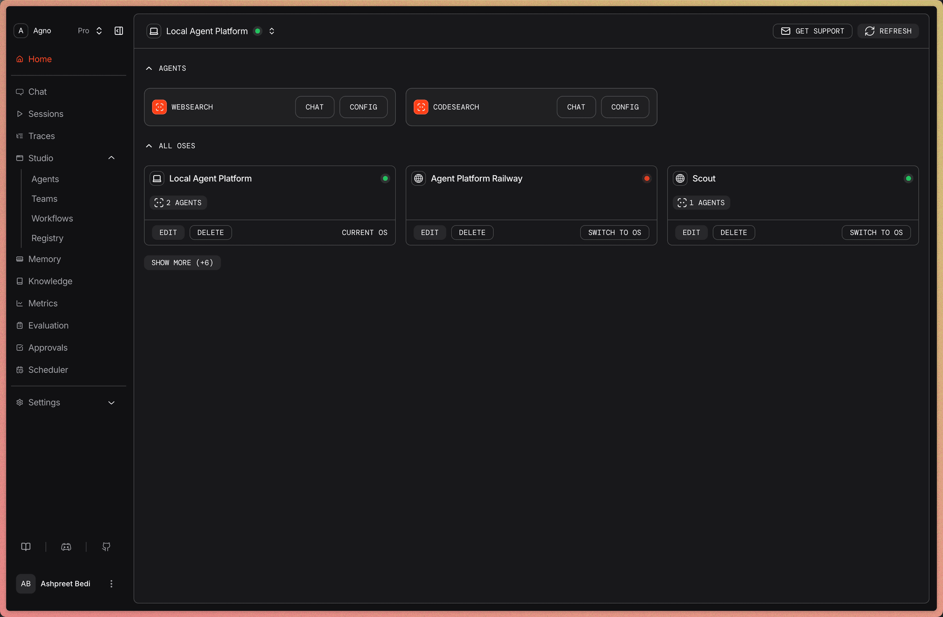 Local agent platform connected to AgentOS UI